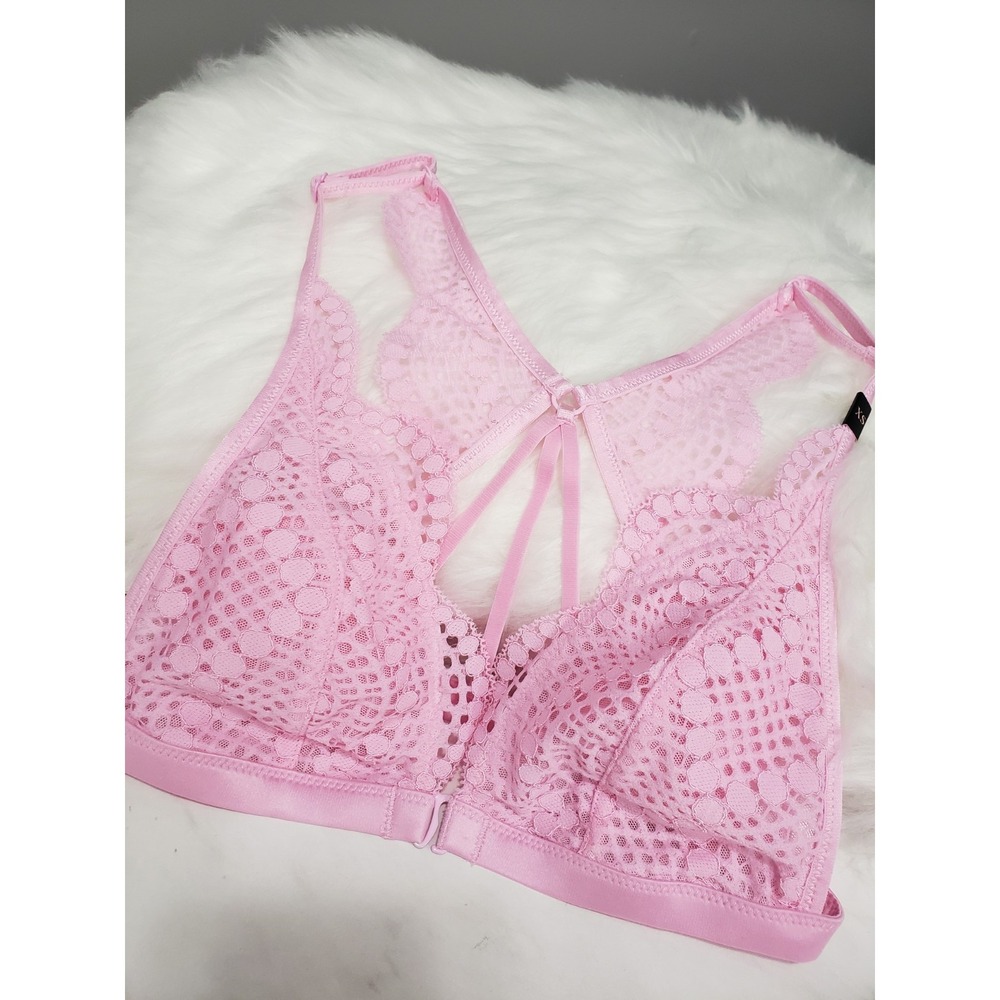 NEW Victoria's Secret Bralette Size XS Pink Lace Floral Racerback Front Closure‎